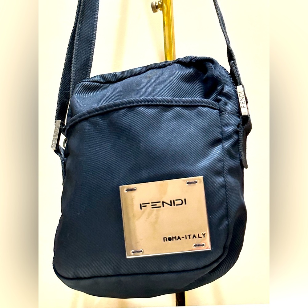 Fendi Crossbody MetalLogo Plate Pochette Shoulder Bag